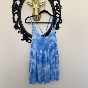 Others Follow Blue Tie Dye Thin Straps Flowy Romper